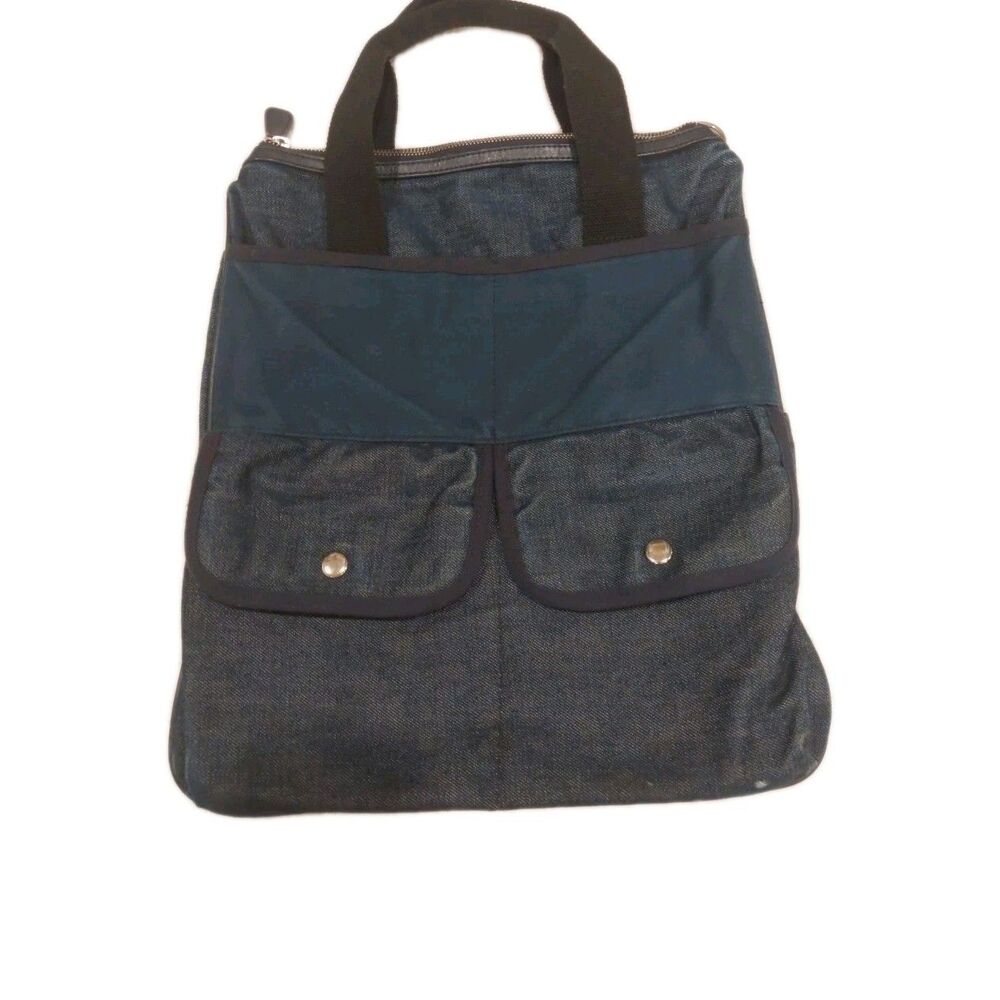 A.P.C. Rue Madame Paris Indigo Denim Multi Pocket Tote Bag No Shoulder Strap